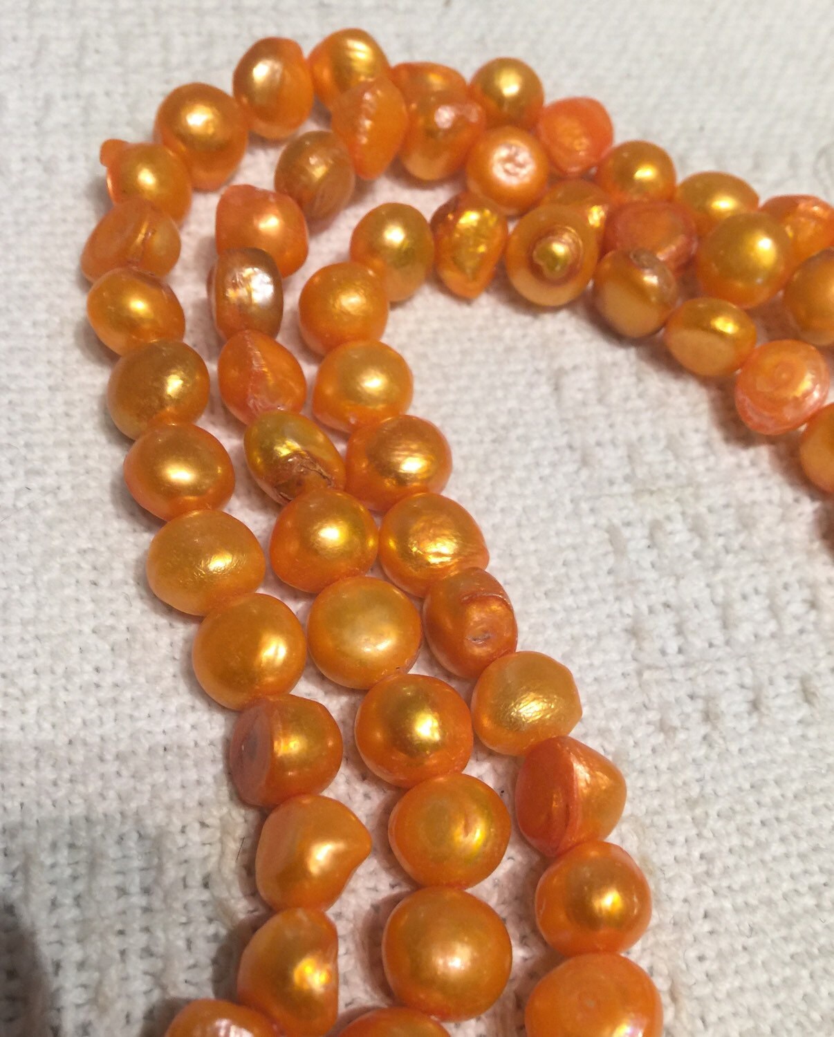 10-12mm Baroque Pearl Bright Orange large nugget Freshwater pearl---15'' Full Strand Genuine Pearl NEW Bargin CLEARANCE Sale #BA4046