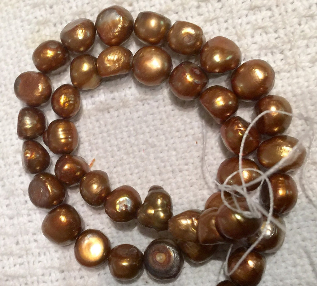 Freshwater Pearl Baroque Bright Copper Brown large pearl nugget 9-11mm----15'' Full Strand Genuine Pearl Bargin NEW PROMOTION Sale #BA4043