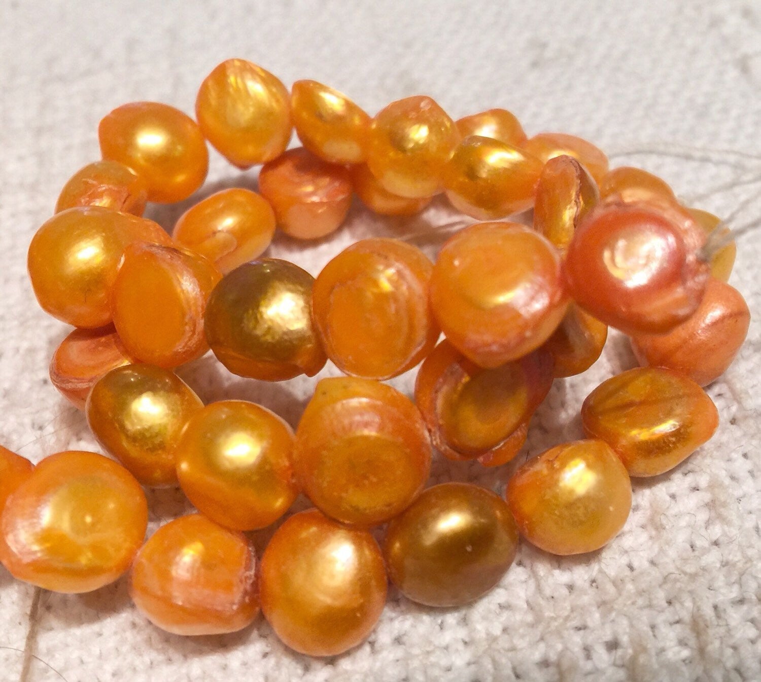 10-12mm Baroque Pearl Bright Orange large nugget Freshwater pearl---15'' Full Strand Genuine Pearl NEW Bargin CLEARANCE Sale #BA4046