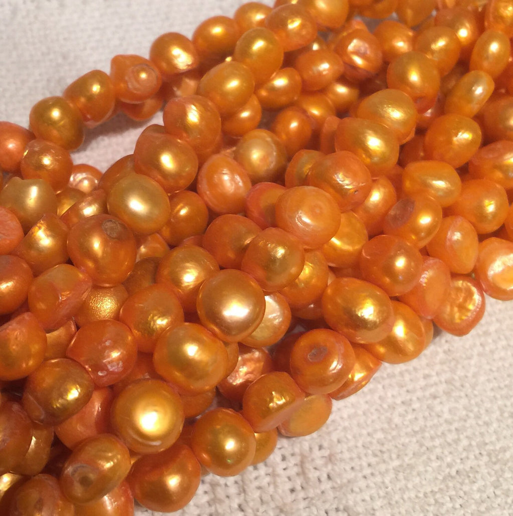 10-12mm Baroque Pearl Bright Orange large nugget Freshwater pearl---15'' Full Strand Genuine Pearl NEW Bargin CLEARANCE Sale #BA4046