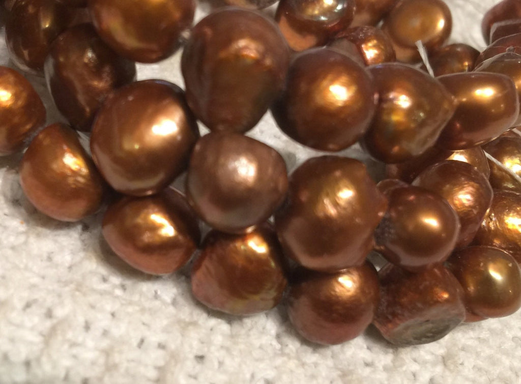 Freshwater Pearl Baroque Bright Copper Brown large pearl nugget 9-11mm----15'' Full Strand Genuine Pearl Bargin NEW PROMOTION Sale #BA4043