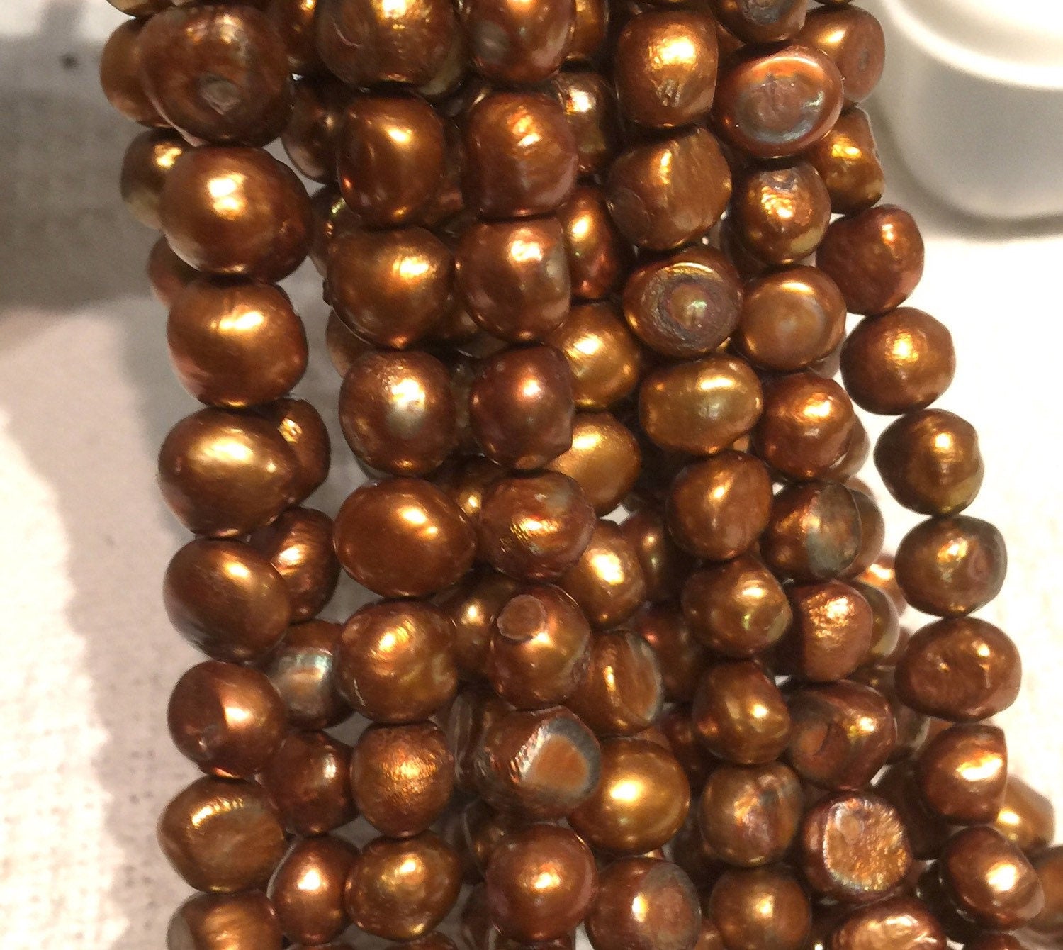 Freshwater Pearl Baroque Bright Copper Brown large pearl nugget 9-11mm----15'' Full Strand Genuine Pearl Bargin NEW PROMOTION Sale #BA4043