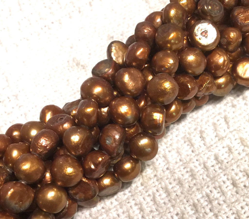 Freshwater Pearl Baroque Bright Copper Brown large pearl nugget 9-11mm----15'' Full Strand Genuine Pearl Bargin NEW PROMOTION Sale #BA4043