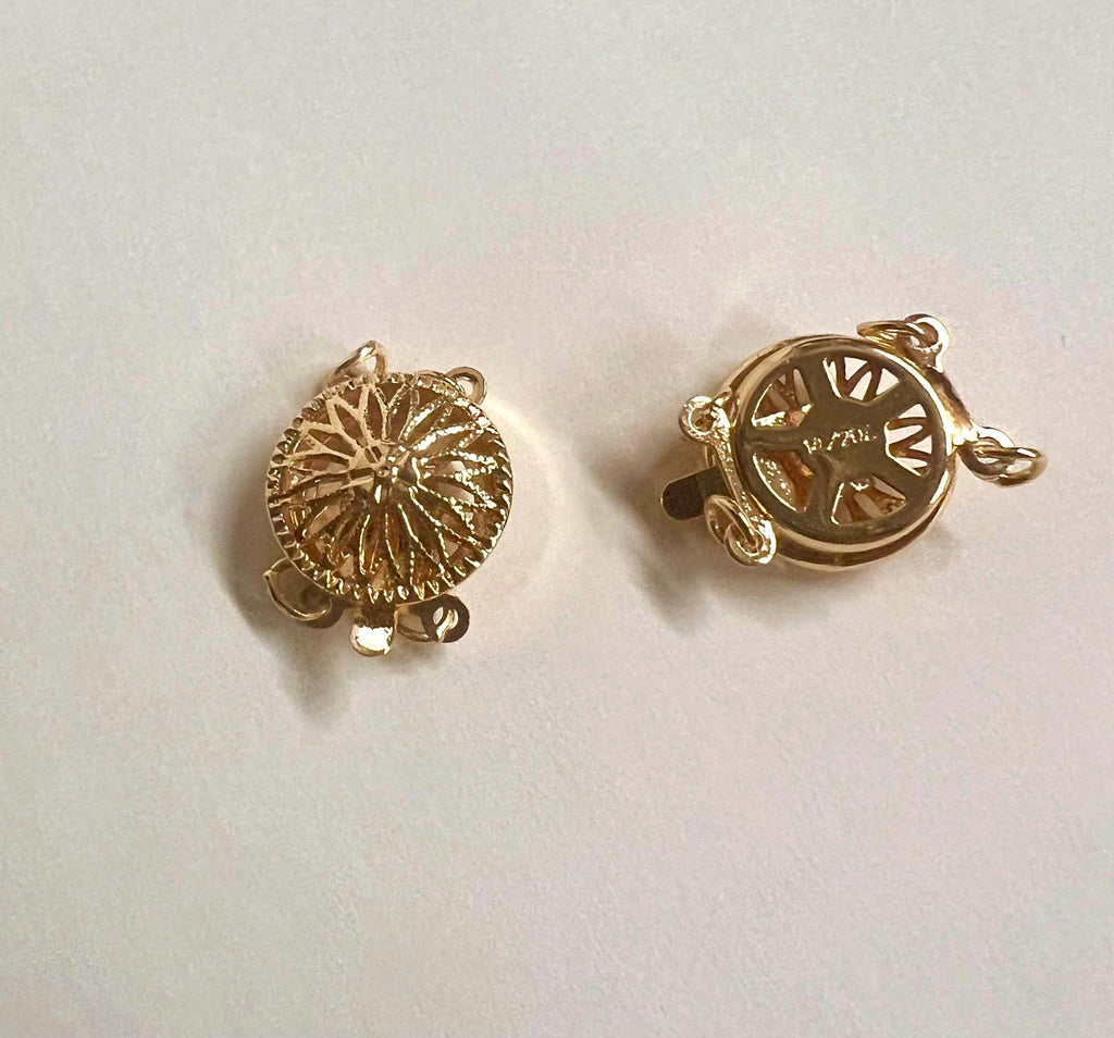 SALE 14k Yellow Gold filled pearl Clasp, 12mm Round Filigree Pearl Bead Clasp, Single or double Strand clasp, supplier wholesale #FDC026