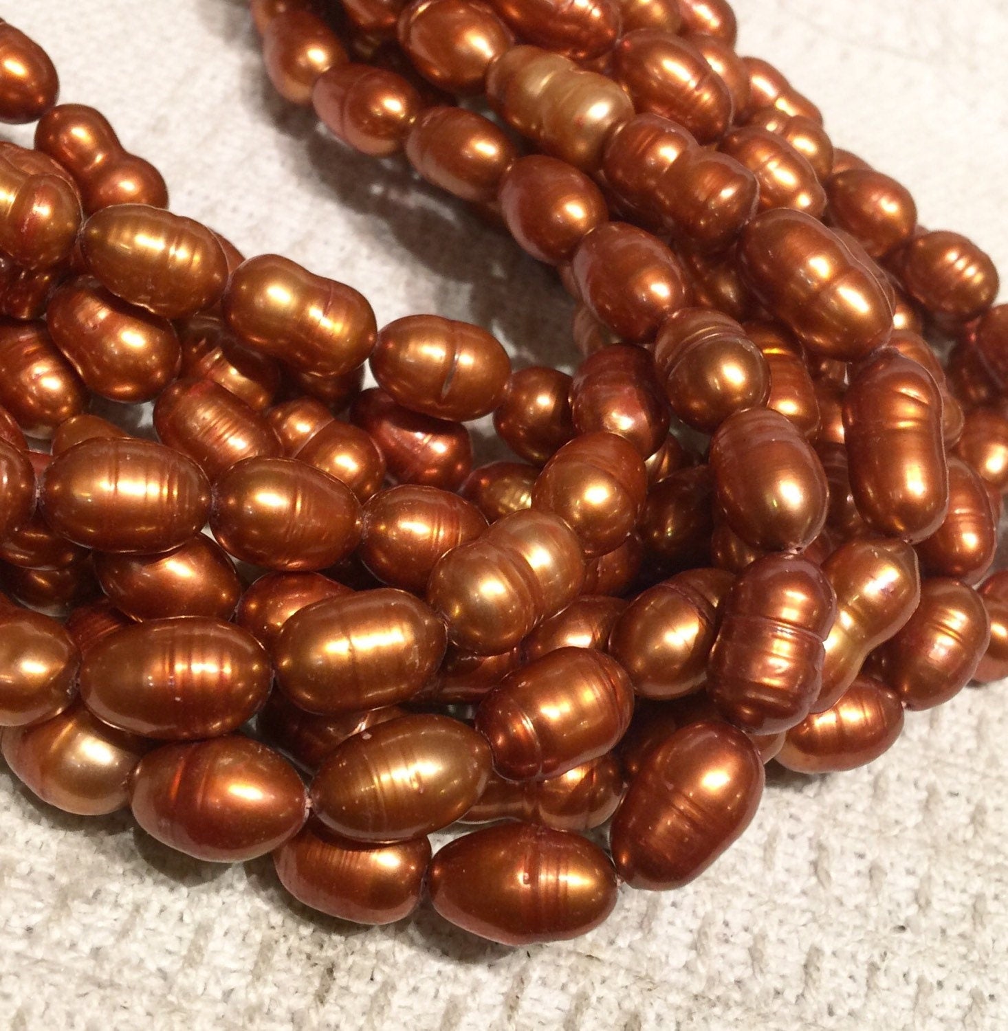 10X13mm Rice Baroque Pearl Freshwater Pearl Copper Brown large oval pearl, 16" full strand 30 pcs loose pearl beads, wholesale deal  #DR3040