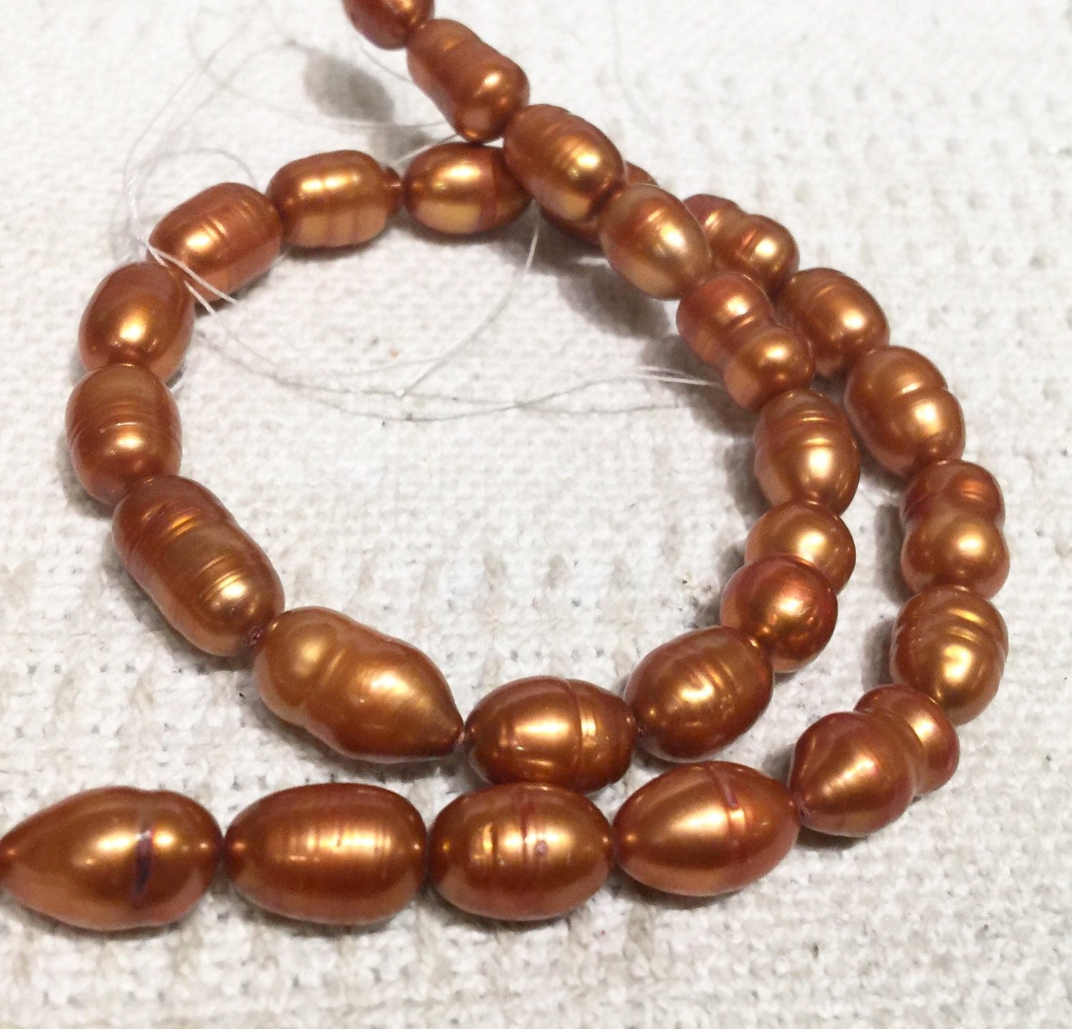 10X13mm Rice Baroque Pearl Freshwater Pearl Copper Brown large oval pearl, 16" full strand 30 pcs loose pearl beads, wholesale deal  #DR3040