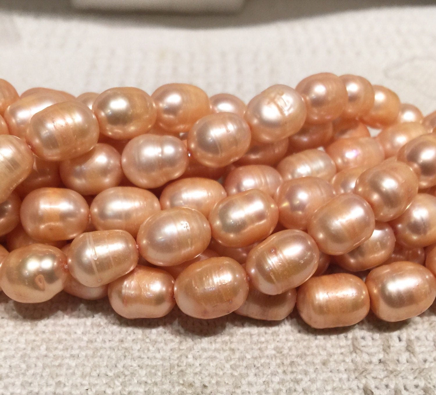 10X13mm Rice Baroque Pearl Freshwater Pearl Orange peach large oval pearl beads, 16" full strand 30 pcs wholesale deal  #DR3035