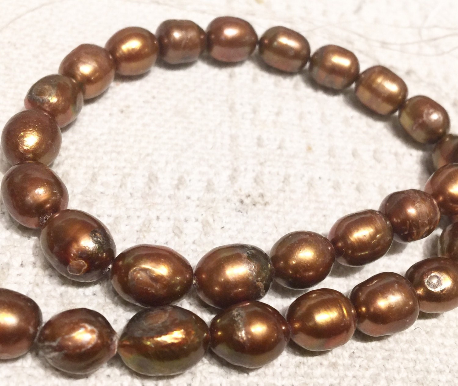 10X13mm AA Rice Baroque Pearl Freshwater Pearl Bright Brown Bronze large oval pearl--15" full strand 28+pcs wholesale deal  #DR3034