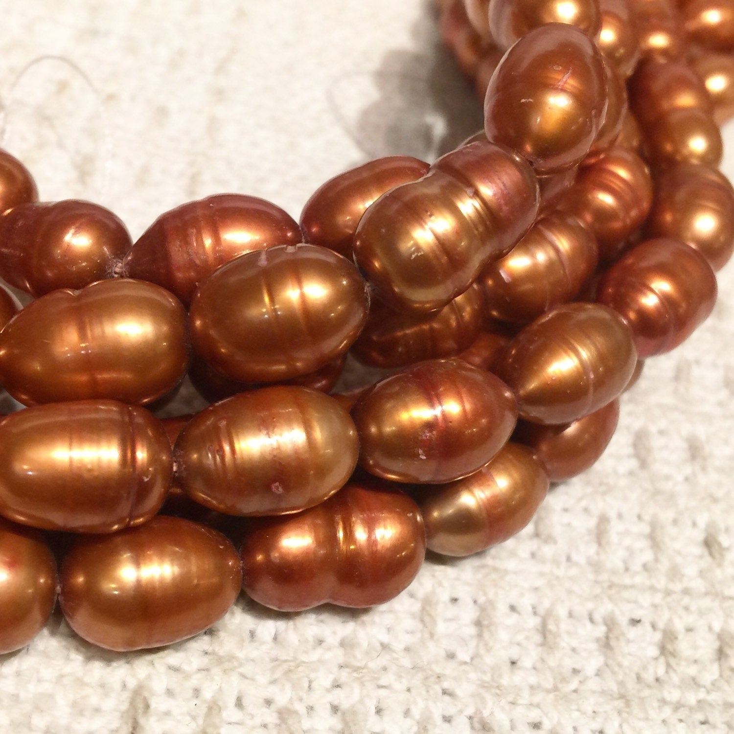 10X13mm Rice Baroque Pearl Freshwater Pearl Copper Brown large oval pearl, 16" full strand 30 pcs loose pearl beads, wholesale deal  #DR3040