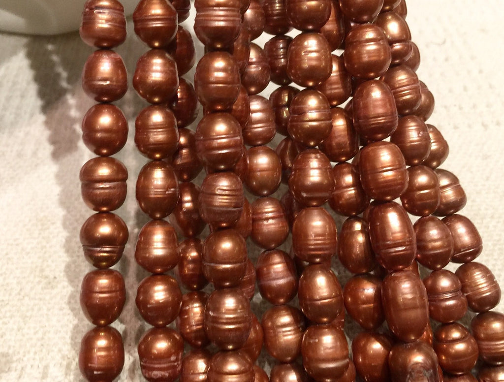 Rice Baroque Pearl Freshwater Pearl Dove Chocolate brown color large oval pearl 10X13mm--16" full strand 30 pcs wholesale deal  #DR3037