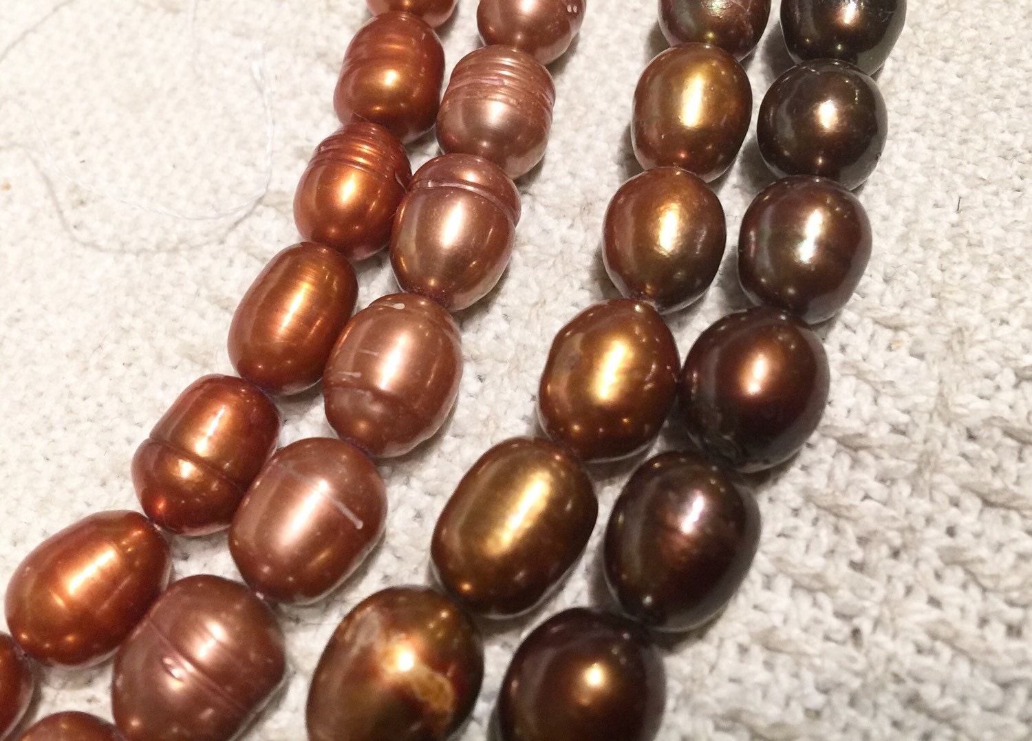 10X13mm AA Rice Baroque Pearl Freshwater Pearl Bright Brown Bronze large oval pearl--15" full strand 28+pcs wholesale deal  #DR3034