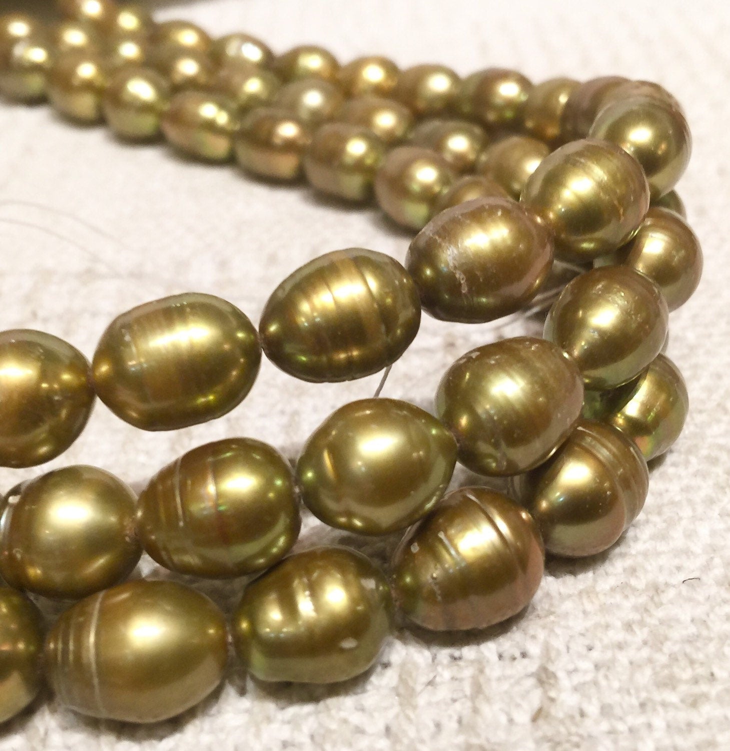 Rice Baroque Pearl Freshwater Pearl Olive Green large oval peal 10X13mm 16" full strand 30 pcs wholesale deal  #DR3036