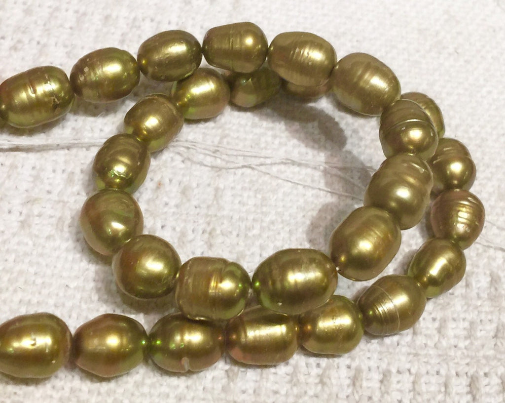 Rice Baroque Pearl Freshwater Pearl Olive Green large oval peal 10X13mm 16" full strand 30 pcs wholesale deal  #DR3036