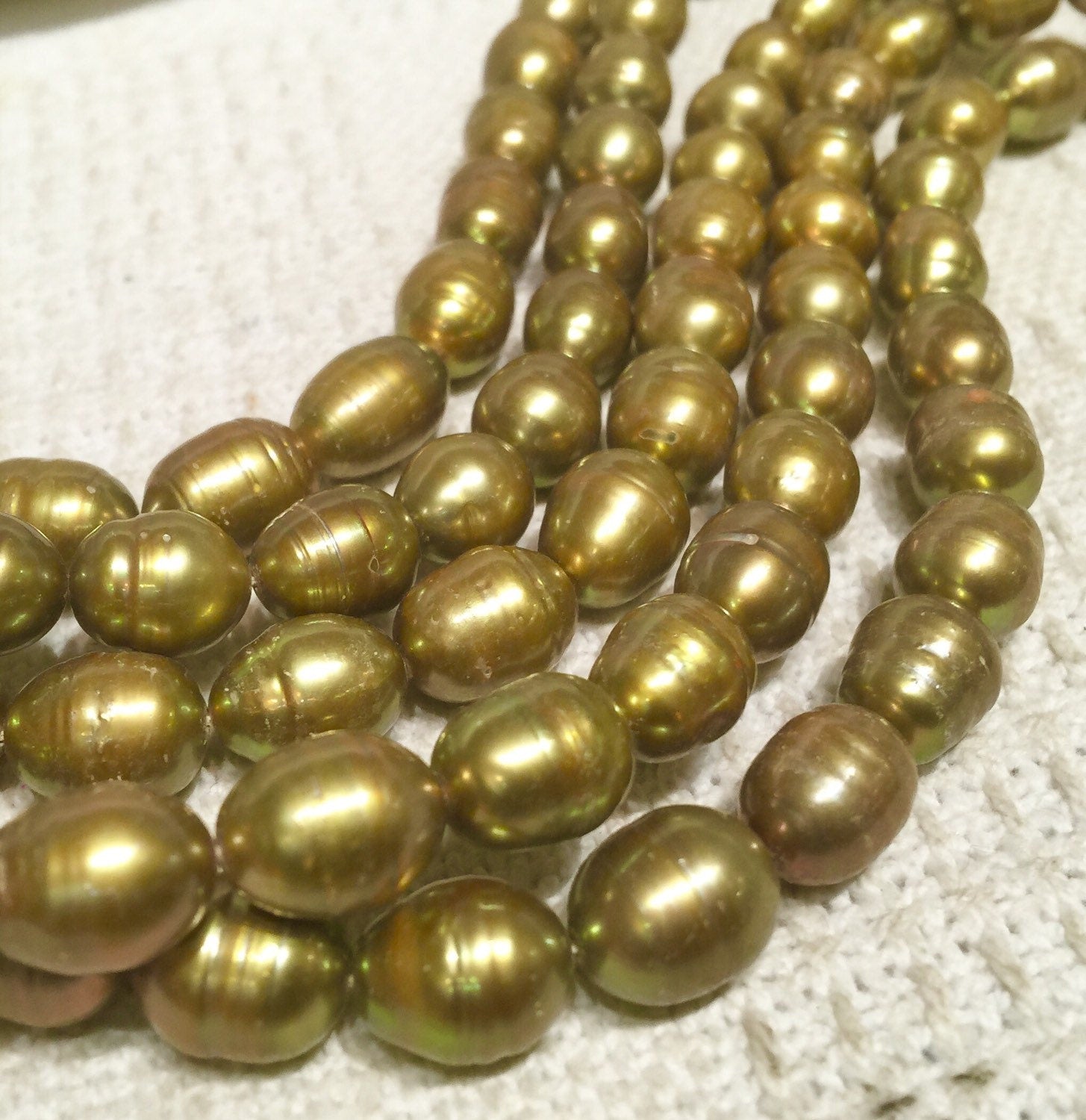 Rice Baroque Pearl Freshwater Pearl Olive Green large oval peal 10X13mm 16" full strand 30 pcs wholesale deal  #DR3036