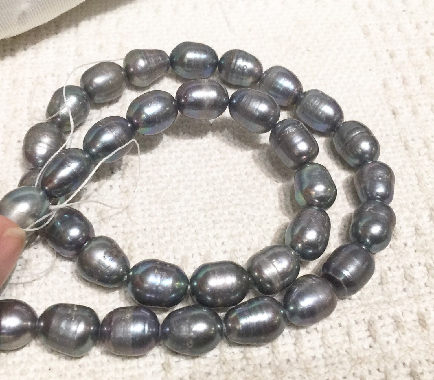 Rice Pearl Baroque Pearl Freshwater Pearl Peacock Grey 10X13mm--16" full strand 30 pcs----wholesale deal  #DR3041