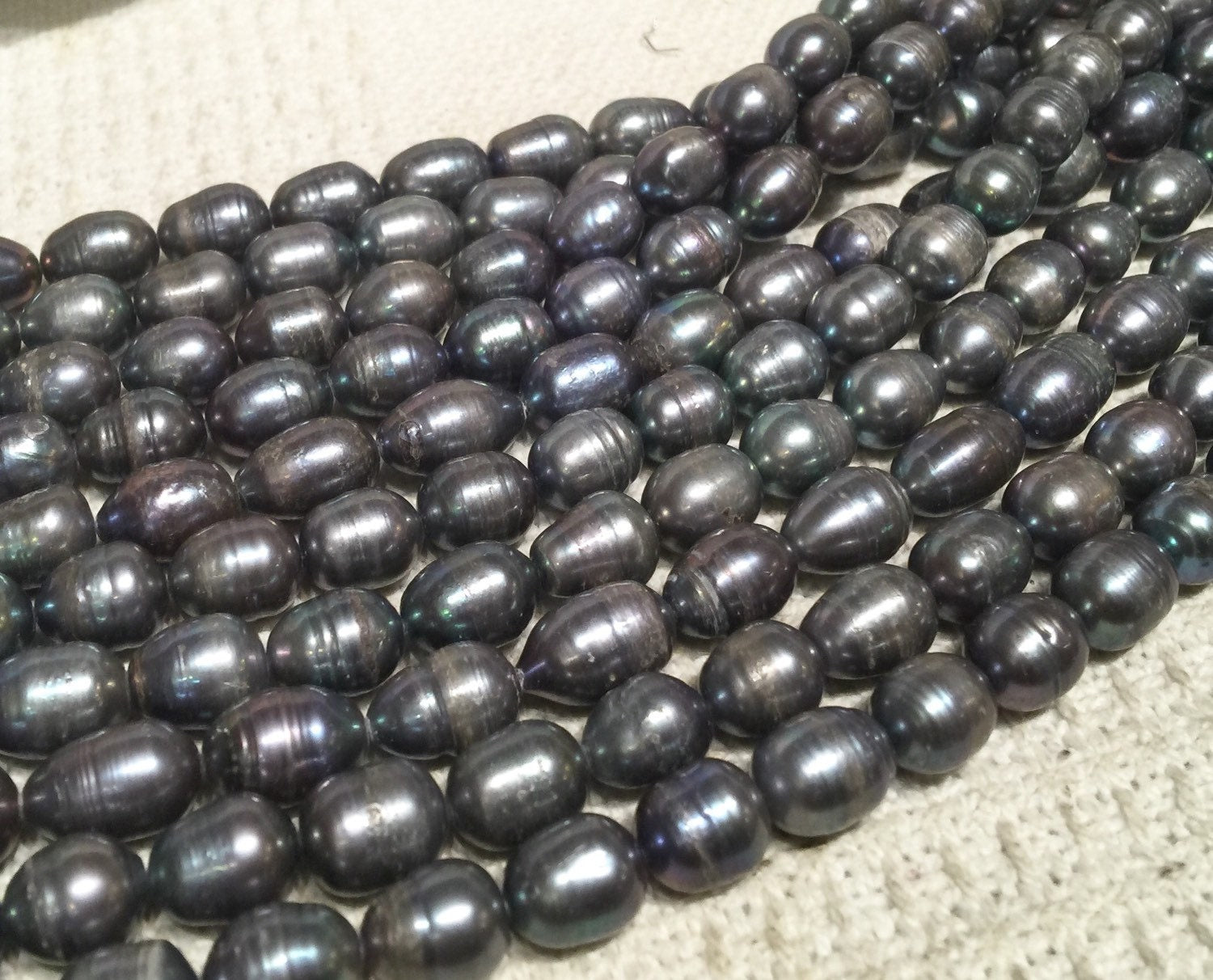 Rice Pearl Baroque Pearl Freshwater Pearl Peacock Grey 10X13mm--16" full strand 30 pcs----wholesale deal  #DR3041