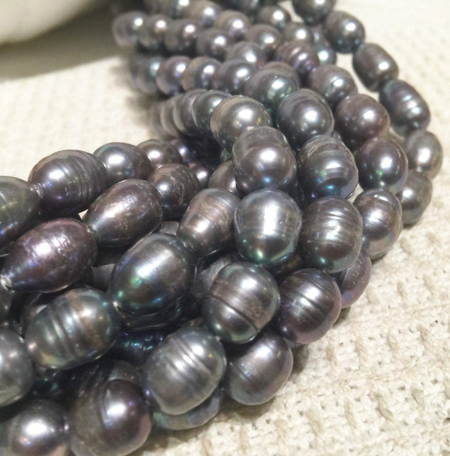 Rice Pearl Baroque Pearl Freshwater Pearl Peacock Grey 10X13mm--16" full strand 30 pcs----wholesale deal  #DR3041