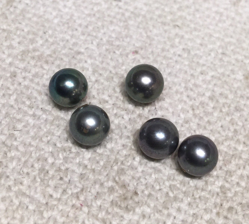 AAAA Gem quality Pair 6.5-7mm 7-7.5mm perfect round Tahitian color pearl, Peacock black freshwater pearl matched genuine pearl New