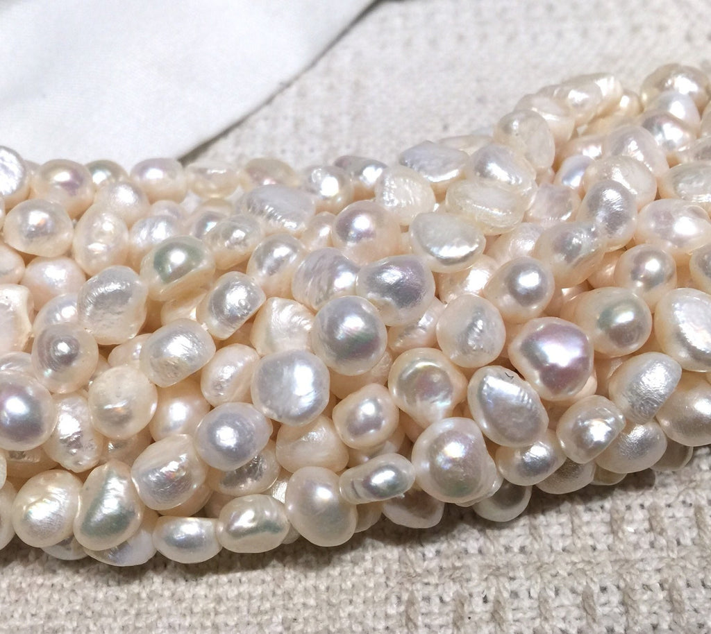 8-10mm baroque nugget pearl Corn Pearl Ivory White Freshwater pearl 15'' full strand 40+ pieces New Arrival SALE
