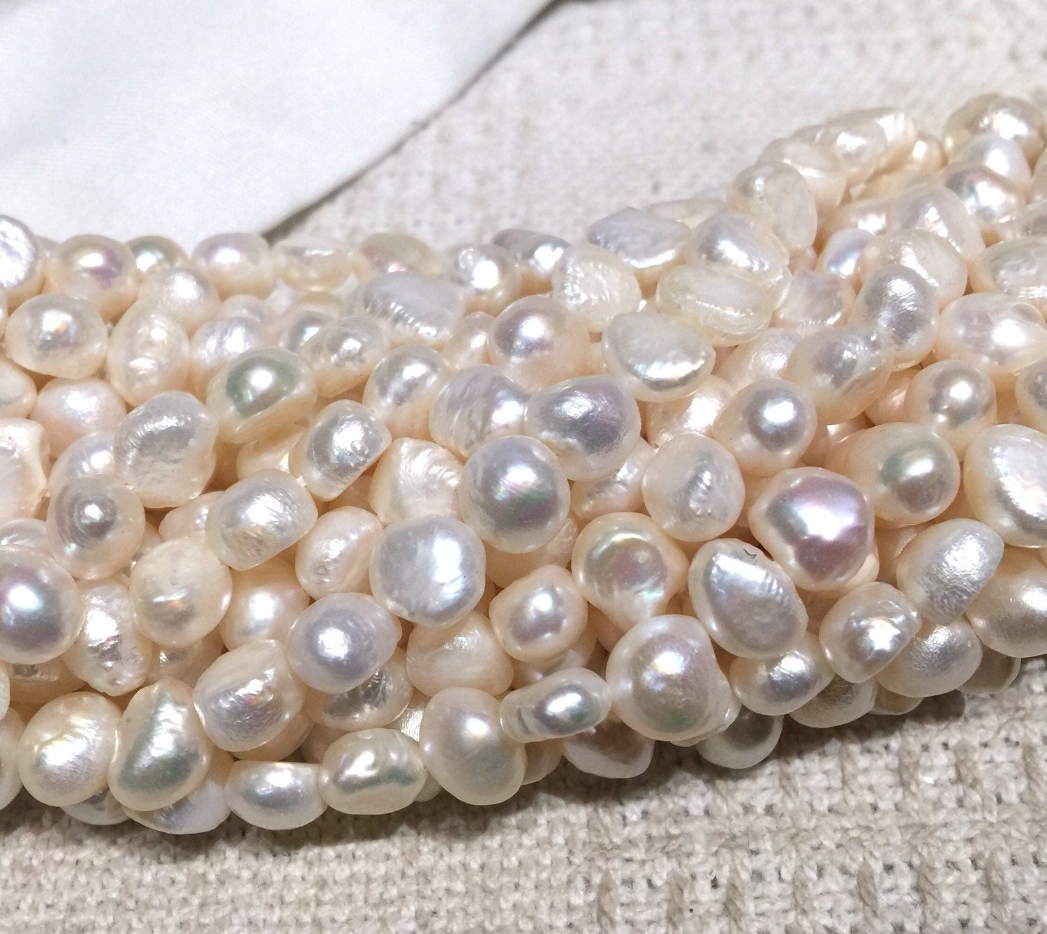 8-10mm baroque nugget pearl Corn Pearl Ivory White Freshwater pearl 15'' full strand 40+ pieces New Arrival SALE