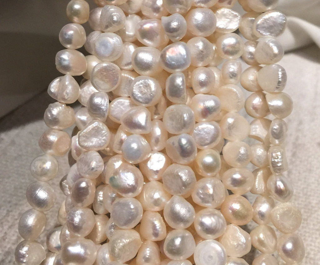 8-10mm baroque nugget pearl Corn Pearl Ivory White Freshwater pearl 15'' full strand 40+ pieces New Arrival SALE