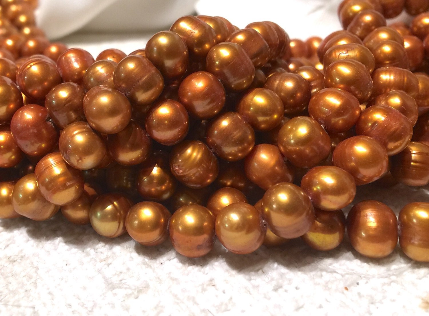 A 8-9mm Freshwater Pearl round potato pearl Copper Brown pearl beads stunning 15'' Full Strand  #RS2059
