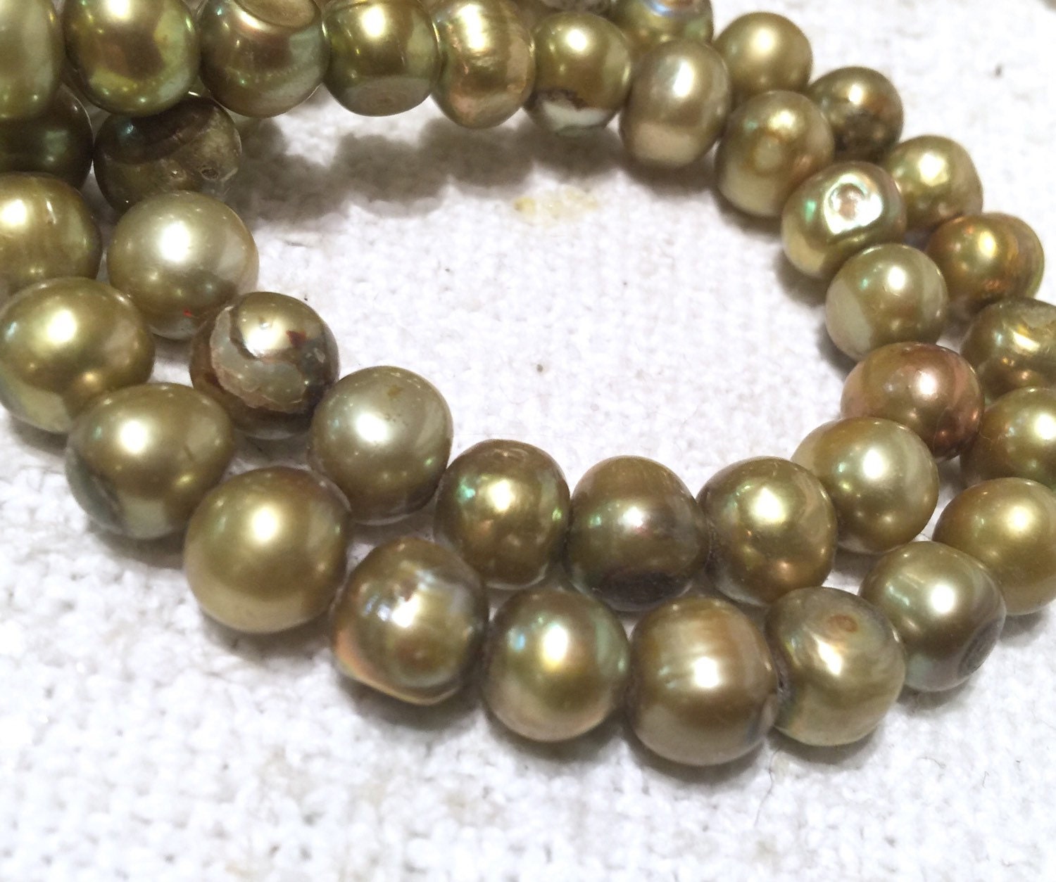 AB 8mm Freshwater Pearl round potato pearl Vintage Olive Green, loose pearl beads 15'' Full Strand clearance #RS2051B