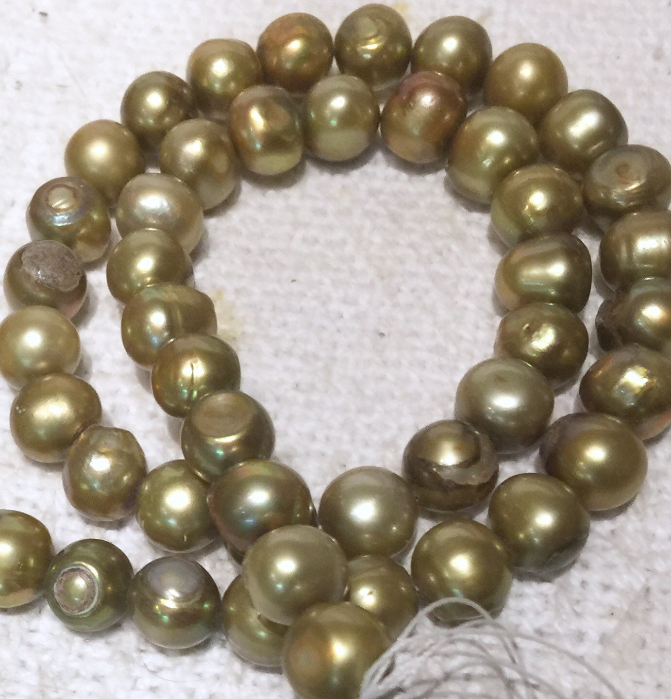 AB 8mm Freshwater Pearl round potato pearl Vintage Olive Green, loose pearl beads 15'' Full Strand clearance #RS2051B