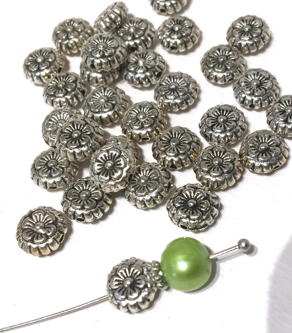 Tibetan Silver Flower spacer Beads 8mm fine quality antique silver style 10pcs #FDP201