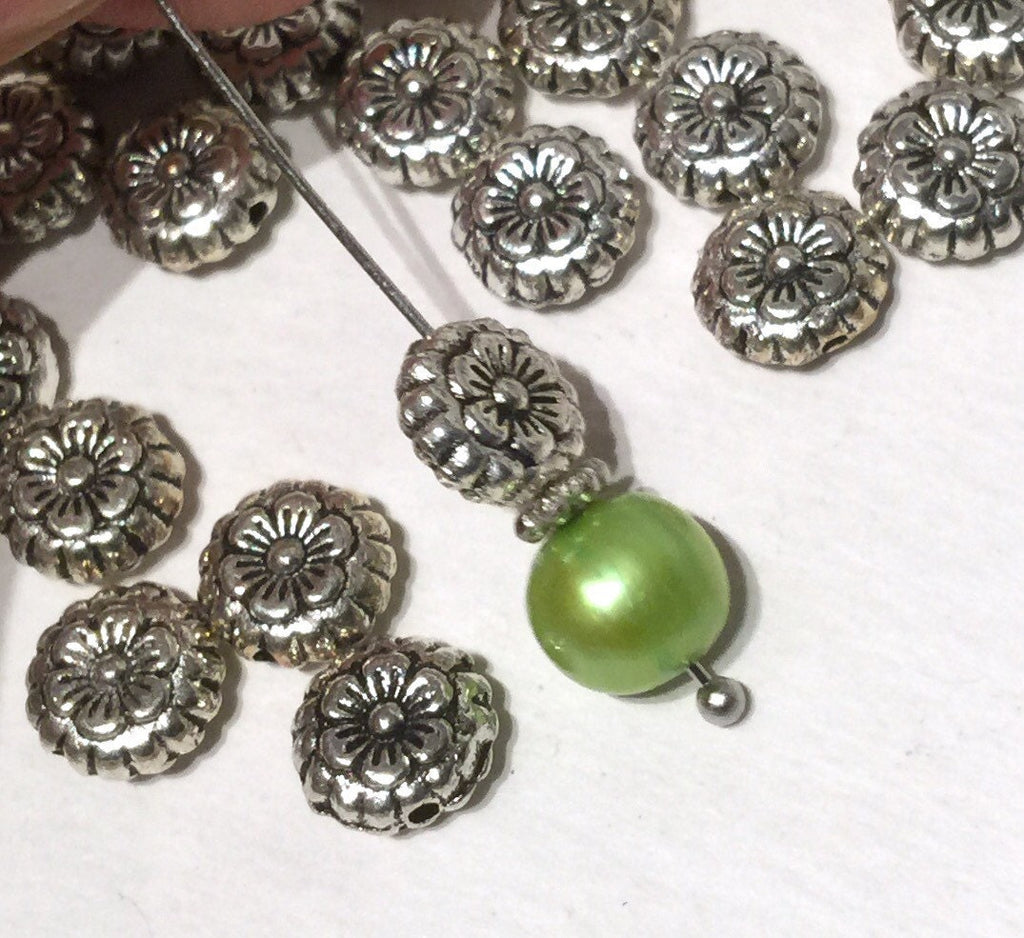 Tibetan Silver Flower spacer Beads 8mm fine quality antique silver style 10pcs #FDP201