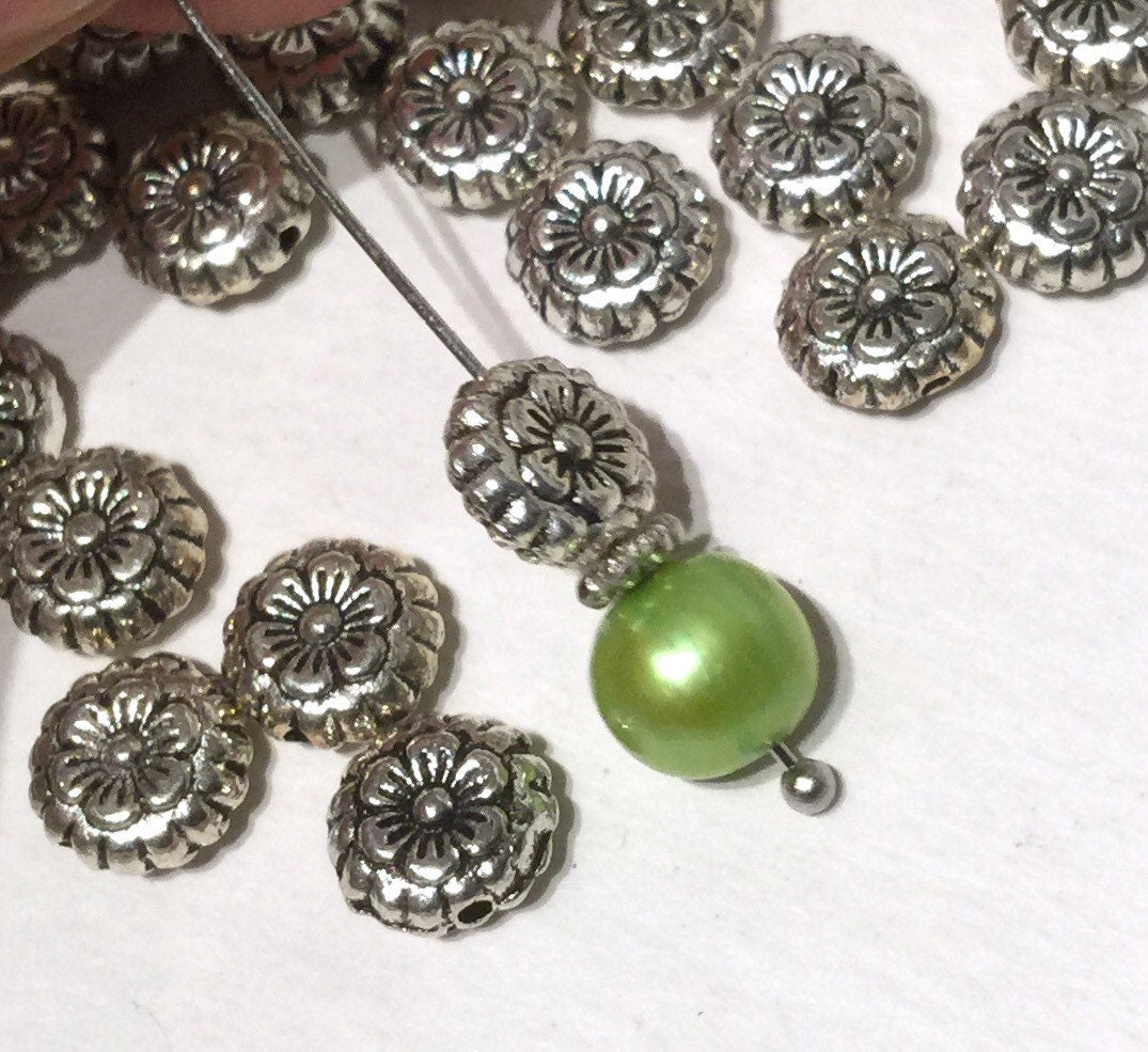 Tibetan Silver Flower spacer Beads 8mm fine quality antique silver style 10pcs #FDP201