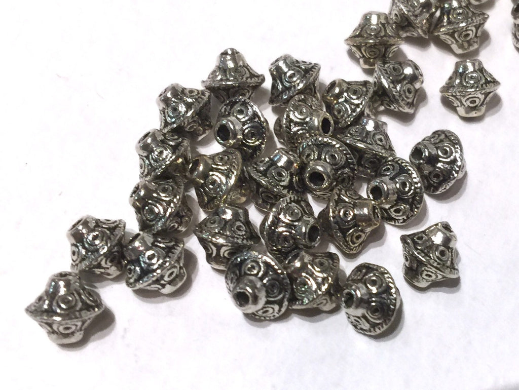 10pcs unique Tibetan Silver Rhombus spacer Beads, 6.5-7mmX6-6.5mm fine quality antique silver style loose beads #FDP204