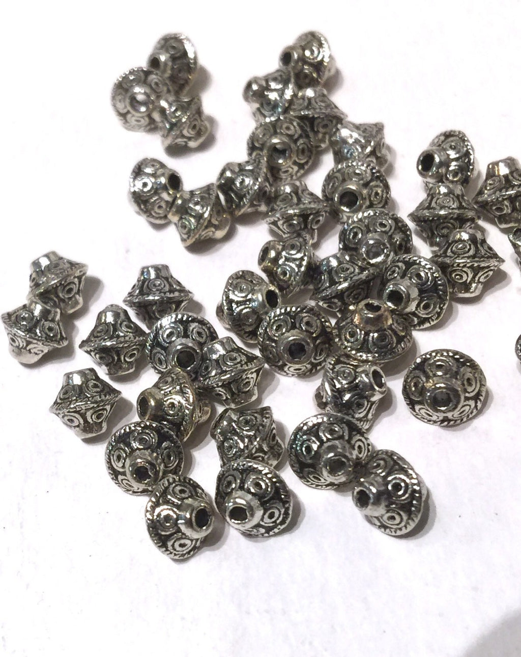 10pcs unique Tibetan Silver Rhombus spacer Beads, 6.5-7mmX6-6.5mm fine quality antique silver style loose beads #FDP204