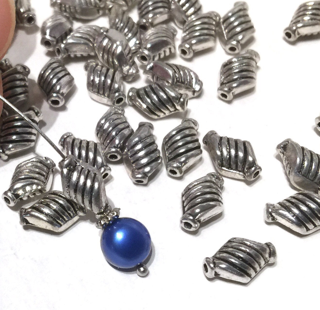 Tibetan Silver Rhombus spacer Beads 6mmX10mm fine quality antique style 10pcs #FDP205