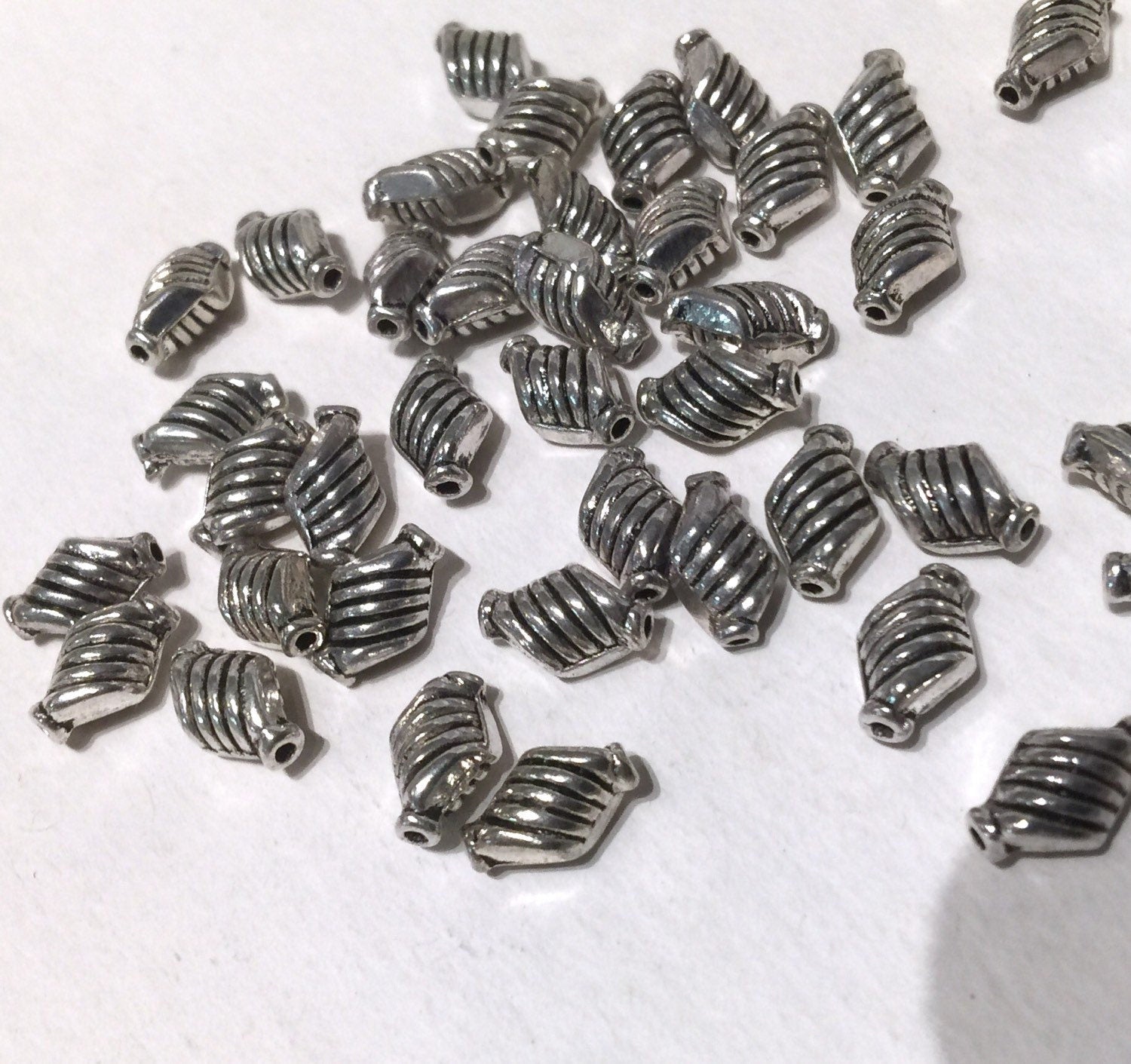 Tibetan Silver Rhombus spacer Beads 6mmX10mm fine quality antique style 10pcs #FDP205