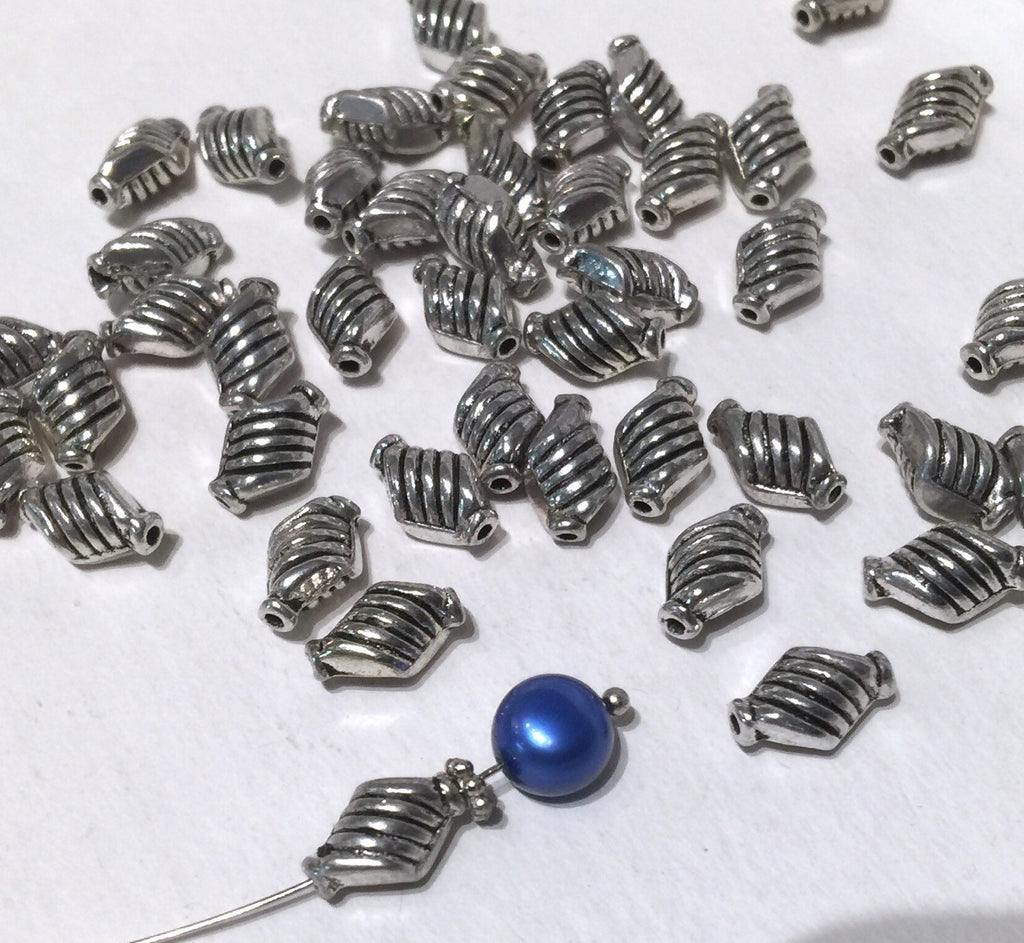 Tibetan Silver Rhombus spacer Beads 6mmX10mm fine quality antique style 10pcs #FDP205