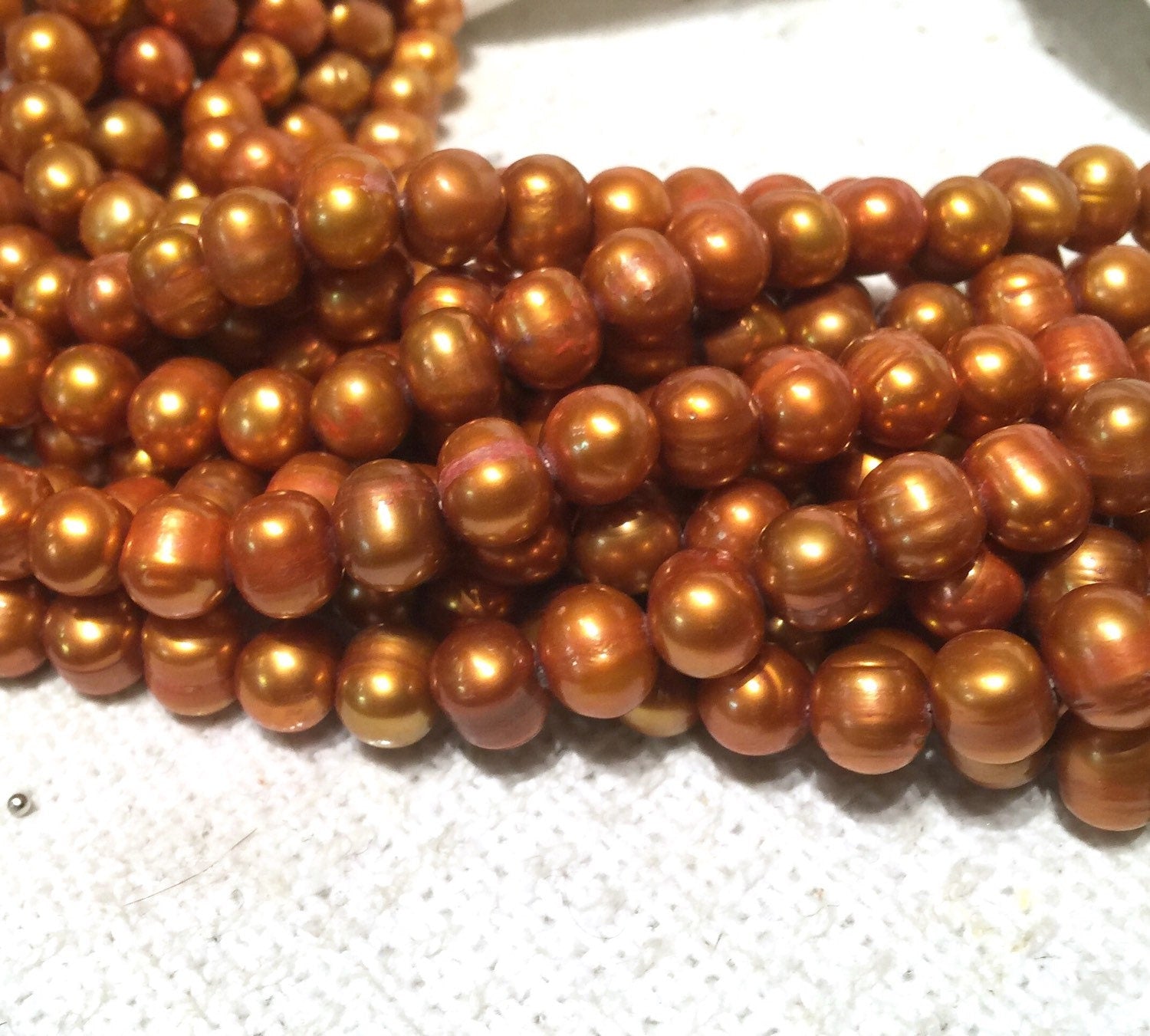 A 8-9mm Freshwater Pearl round potato pearl Copper Brown pearl beads stunning 15'' Full Strand  #RS2059