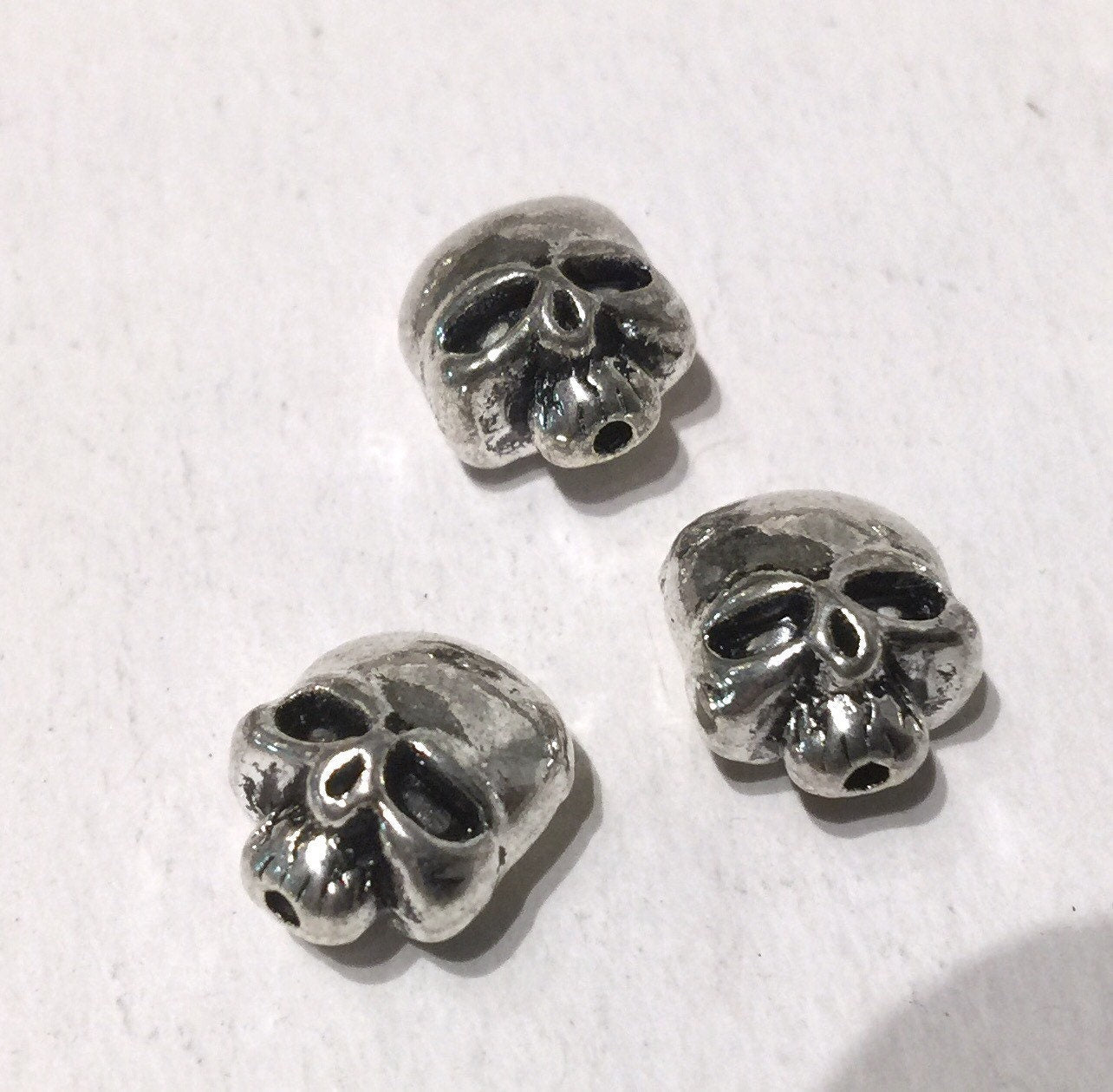 Tibetan Silver skull spacer Beads 10mmX12mm fine quality antique silver style 6pcs DIY finding jewelry parts #FDP208