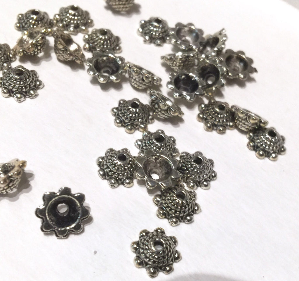 Tibetan Silver Cap spacer Beads 3.5mmX8.5mm fine quality antique style 10pcs #FDP206