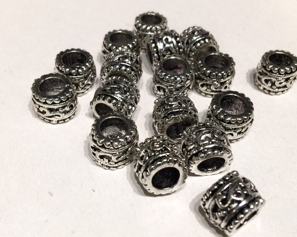 Tibetan Silver Barrel spacer Beads 9mmX11-12mm fine quality antique silver style 6pcs #FDP214