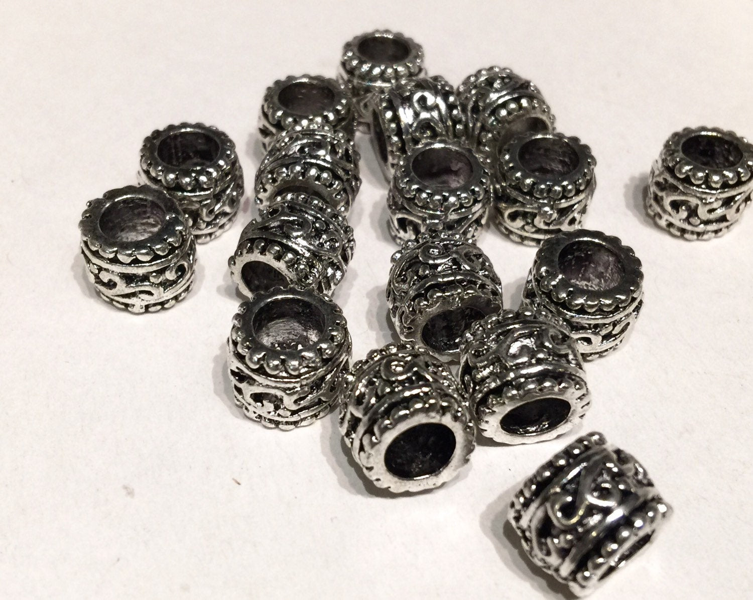 Tibetan Silver Barrel spacer Beads 9mmX11-12mm fine quality antique silver style 6pcs #FDP214