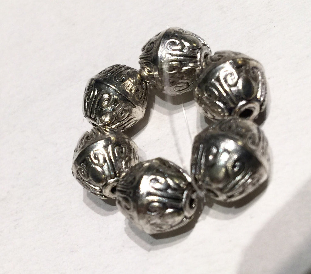 Tibetan Silver Oval spacer Beads 9.5mmX10mm fine quality antique silver style 6pcs #FDP215