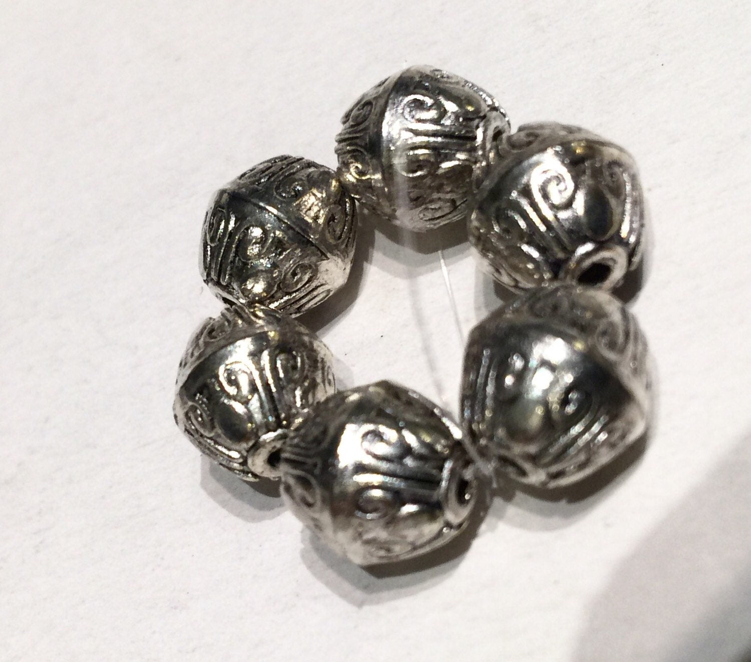 Tibetan Silver Oval spacer Beads 9.5mmX10mm fine quality antique silver style 6pcs #FDP215