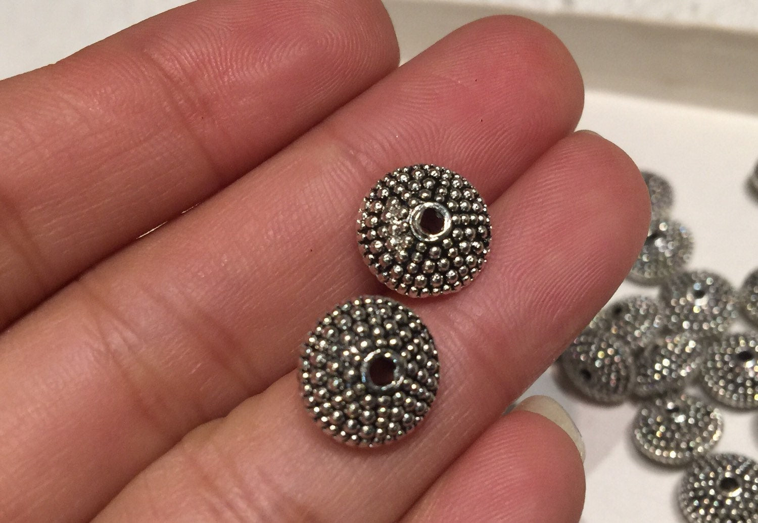Tibetan Silver Saucer spacer Beads 11.5mmX6.5mm fine quality antique silver style 6pcs #FDP216