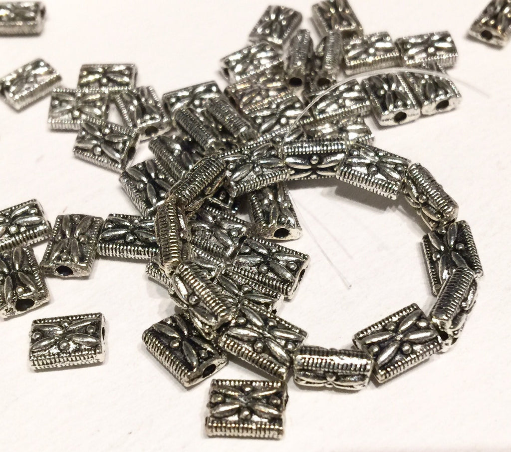 Tibetan Silver Rectangle spacer Beads 5mmX7mm fine quality antique silver style 10pcs #FDP218