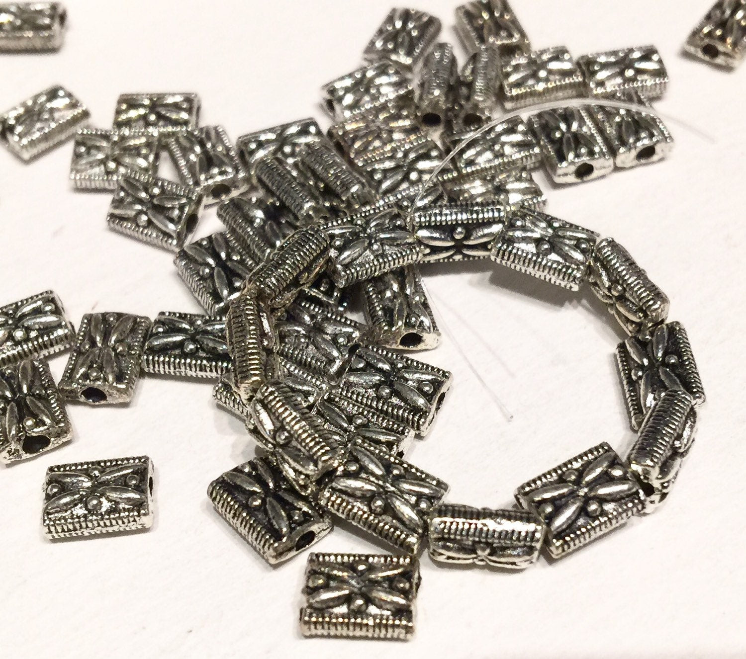 Tibetan Silver Rectangle spacer Beads 5mmX7mm fine quality antique silver style 10pcs #FDP218