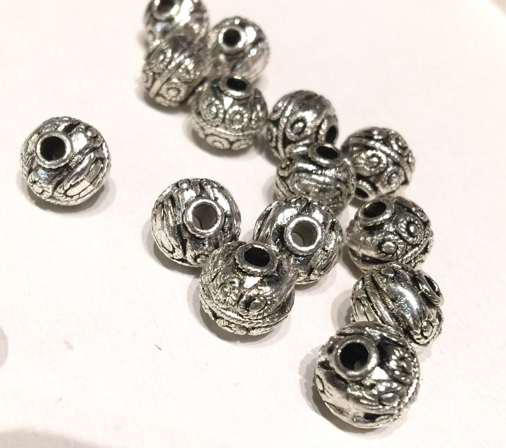 6pcs Tibetan Silver Round spacer Beads 10mm fine quality antique silver style loose spacer beads #FDP213