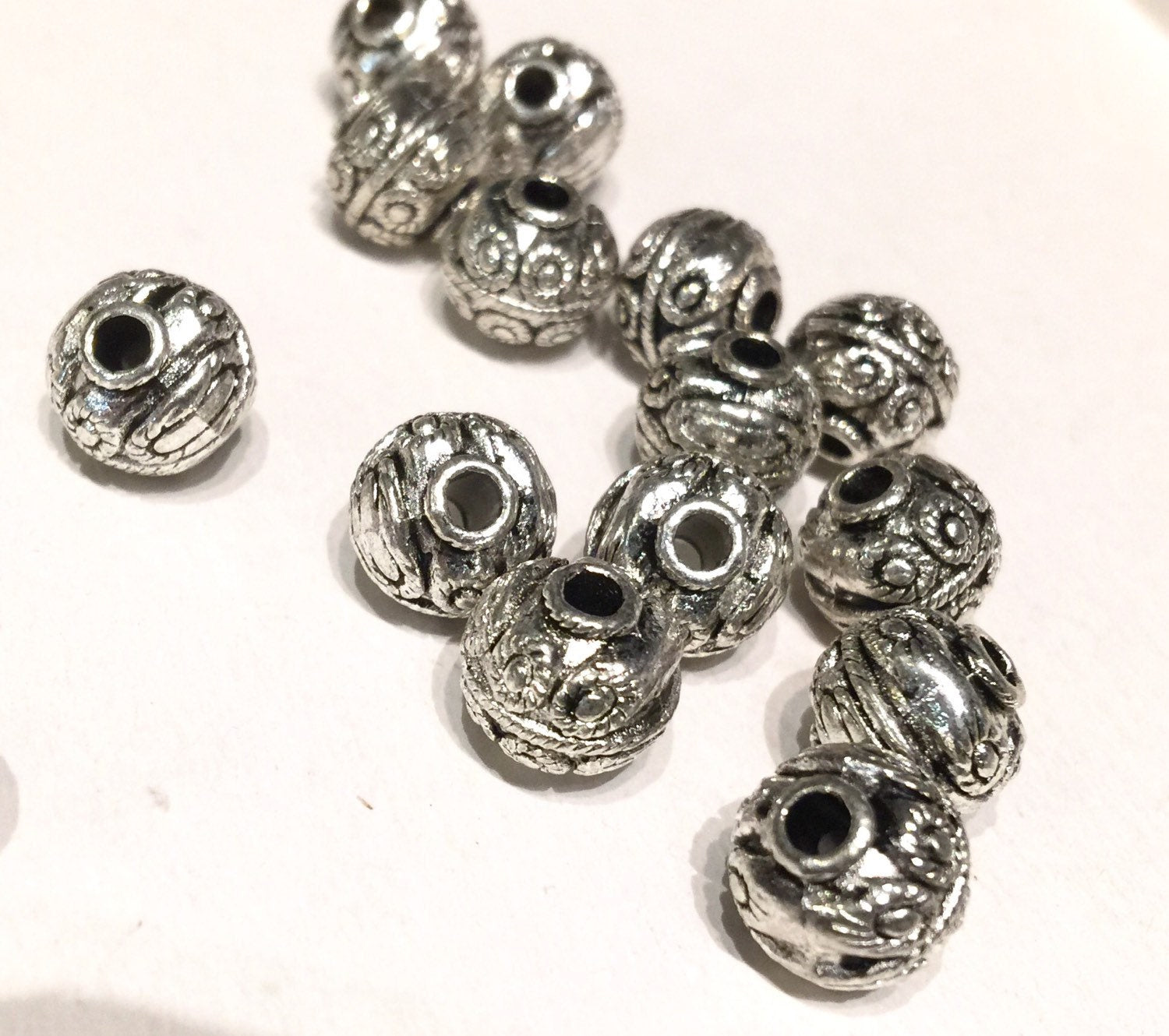 6pcs Tibetan Silver Round spacer Beads 10mm fine quality antique silver style loose spacer beads #FDP213