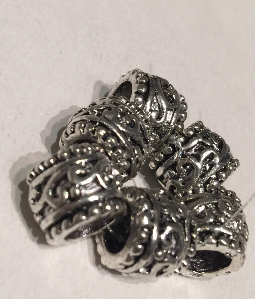 Tibetan Silver Barrel spacer Beads 9mmX11-12mm fine quality antique silver style 6pcs #FDP214