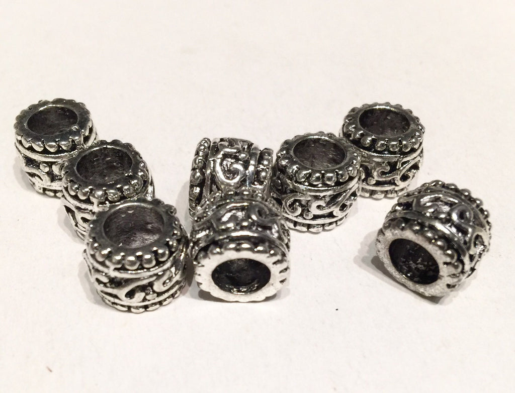 Tibetan Silver Barrel spacer Beads 9mmX11-12mm fine quality antique silver style 6pcs #FDP214